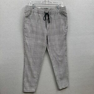 NWT Original Use Jogger Pants Women's Sz M Stretch Plaid Draw String Black White